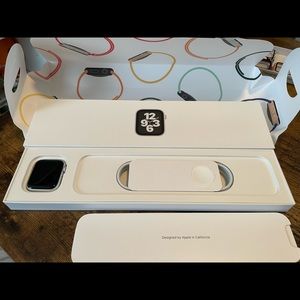 Apple Watch SE 40mm Silver Aluminum Case w/ Abyss Blue Sport Band & Protectors